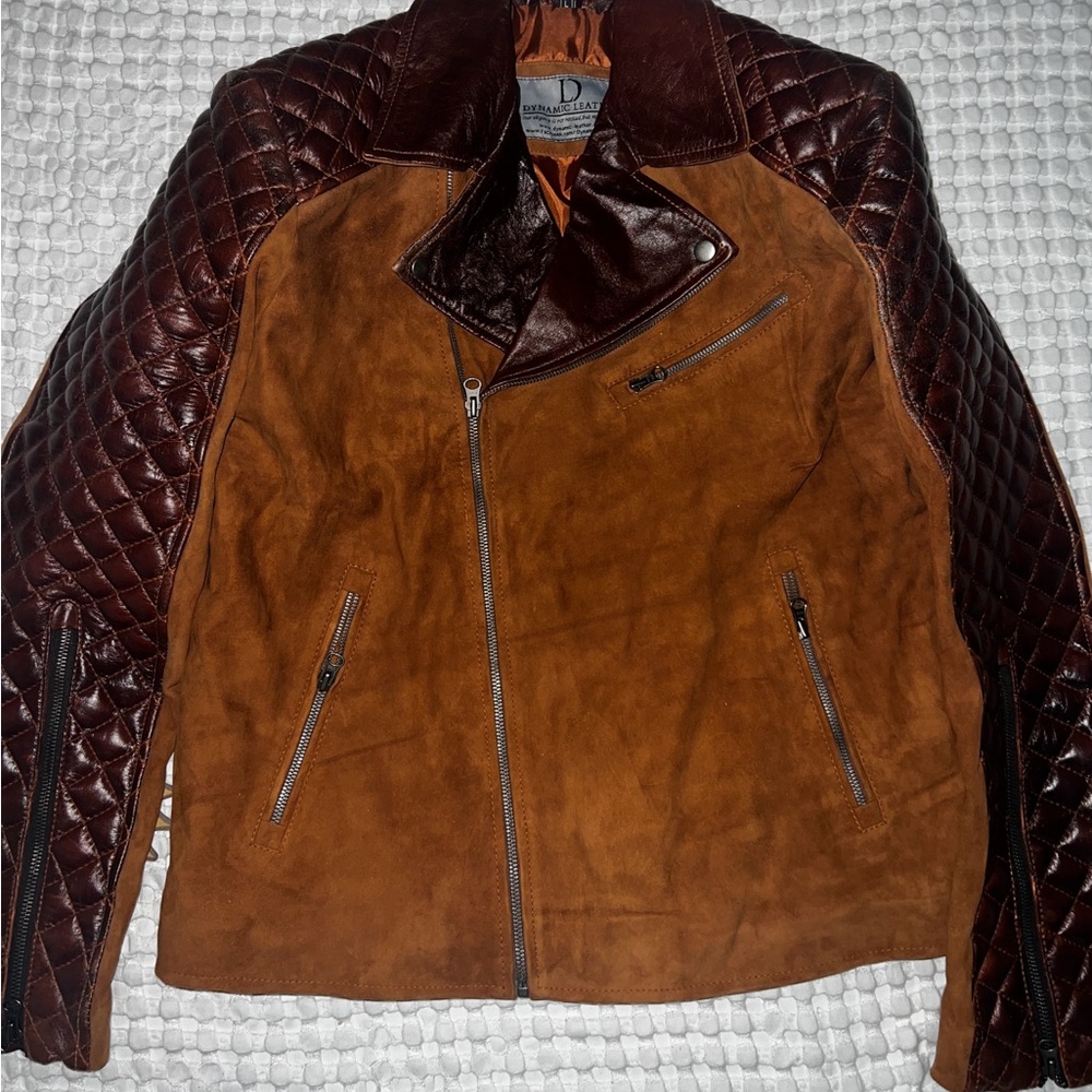 Men’s Brown Bomber motorcycle Jacket with Quilted Sleeves